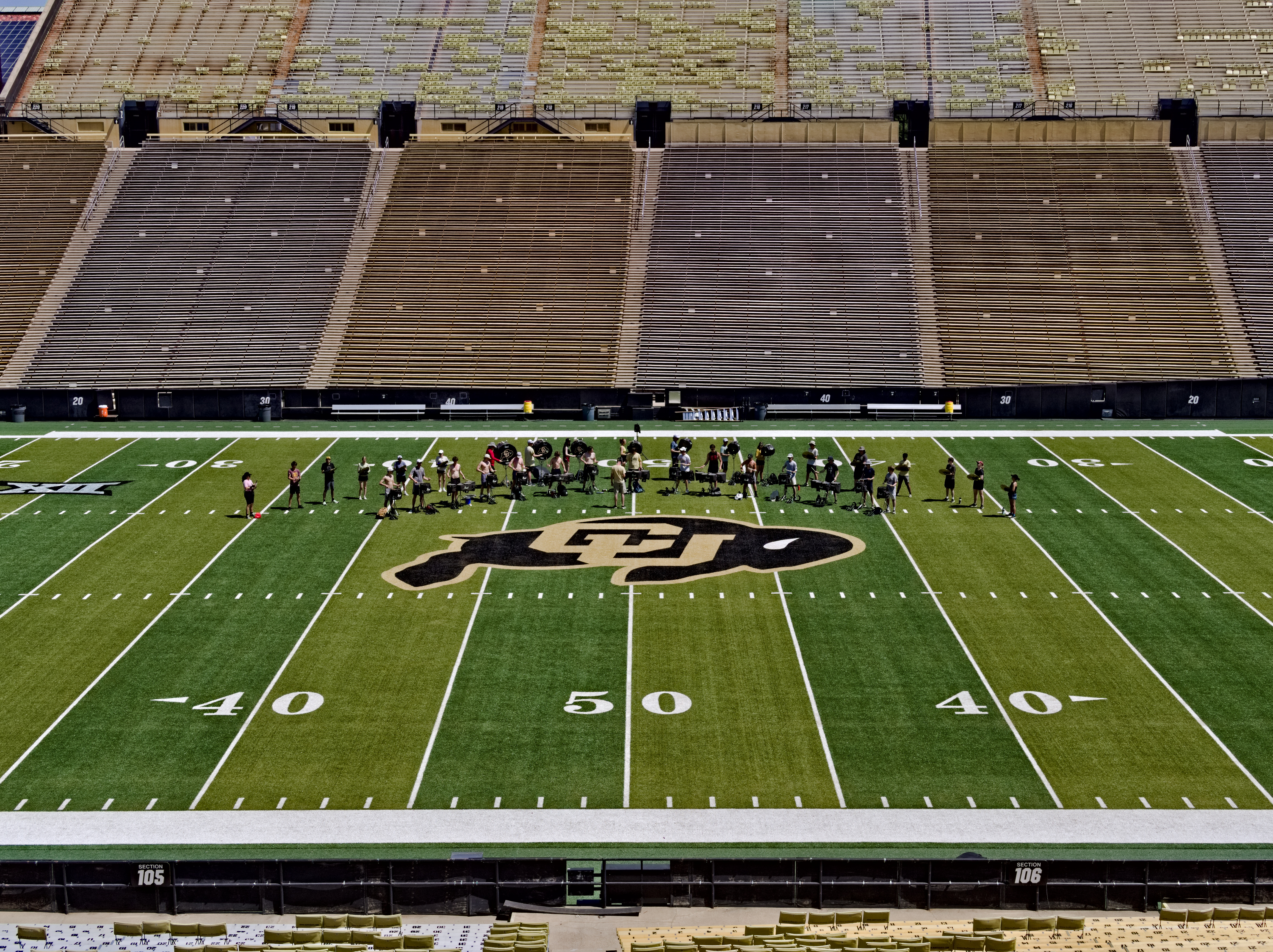 Drumline Practicing on Folsom Field