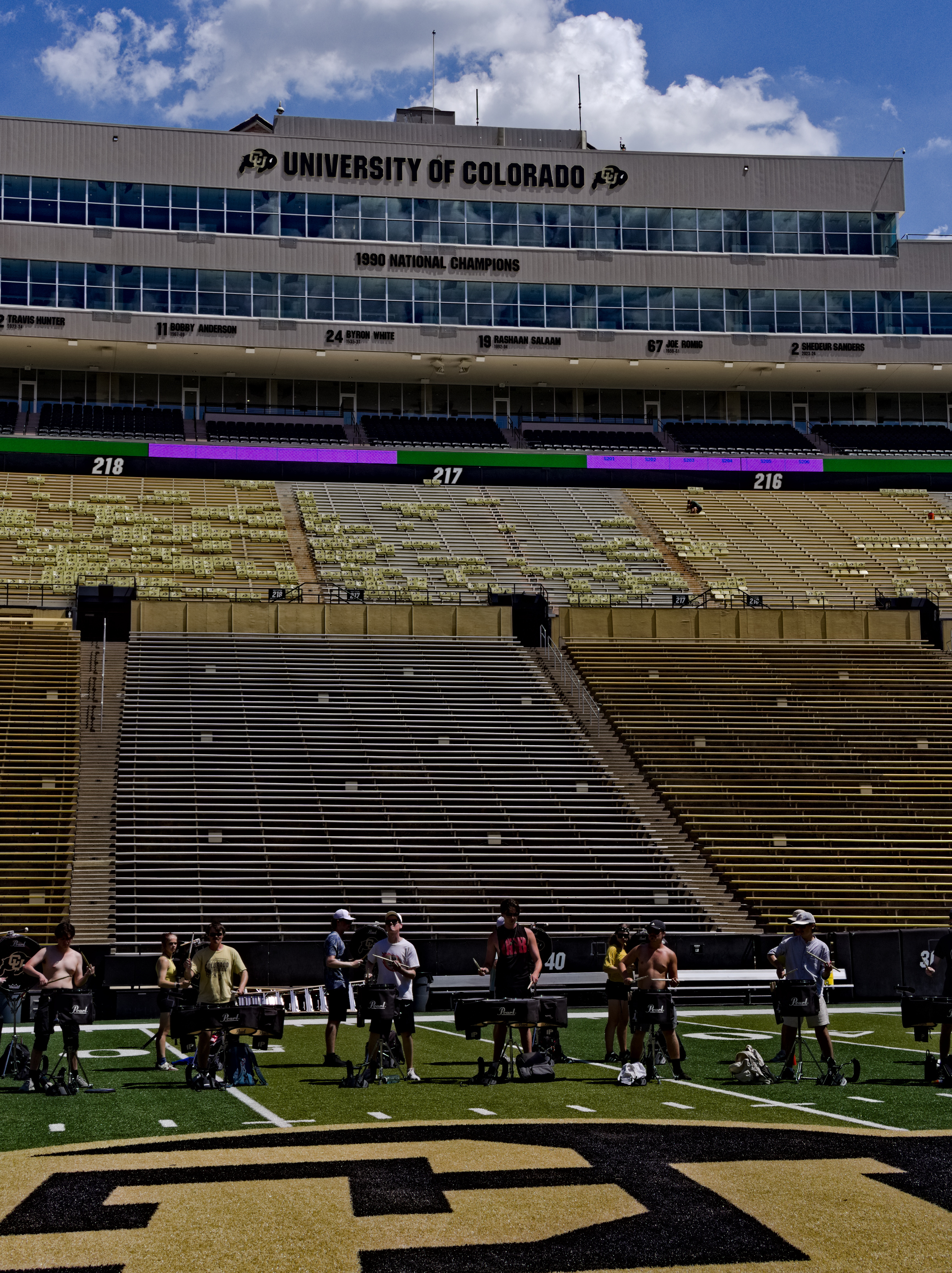 Drumline Practicing on Folsom Field